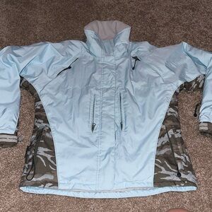 Women's Light Blue and Camouflage Ski Jacket